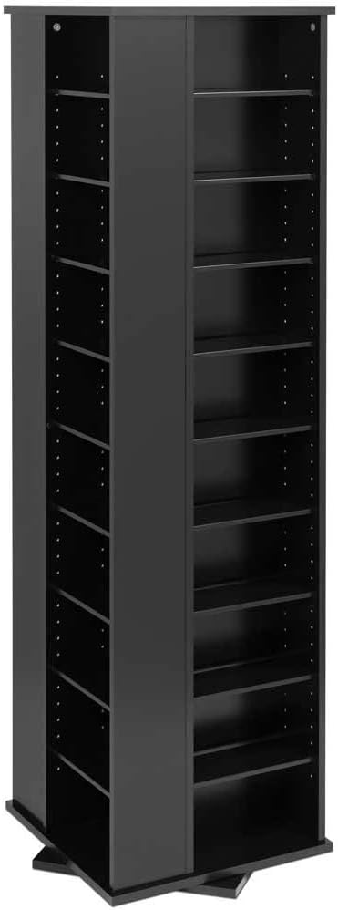 Prepac 4 Revolving Display Cabinet Media Storage, Large Four-Sided Spinning Tower, Espresso