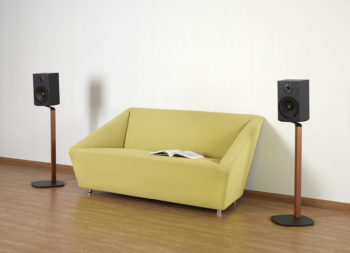 ynVISION.DESIGN Wood Speaker Stands | Pair | Max 22 LBS per stand | Compatible with Sonos Era 300 and Most Bookshelf Speakers | 31 inches tall | Foam Pad - Built in Cable Management | Black and Walnut
