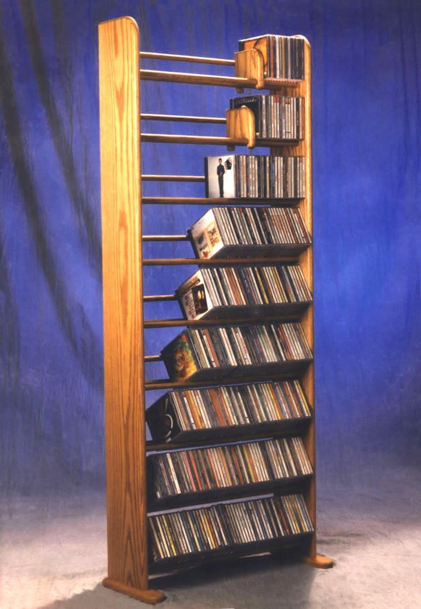 9 Row Dowel CD Rack (Honey Oak) by Wood Shed