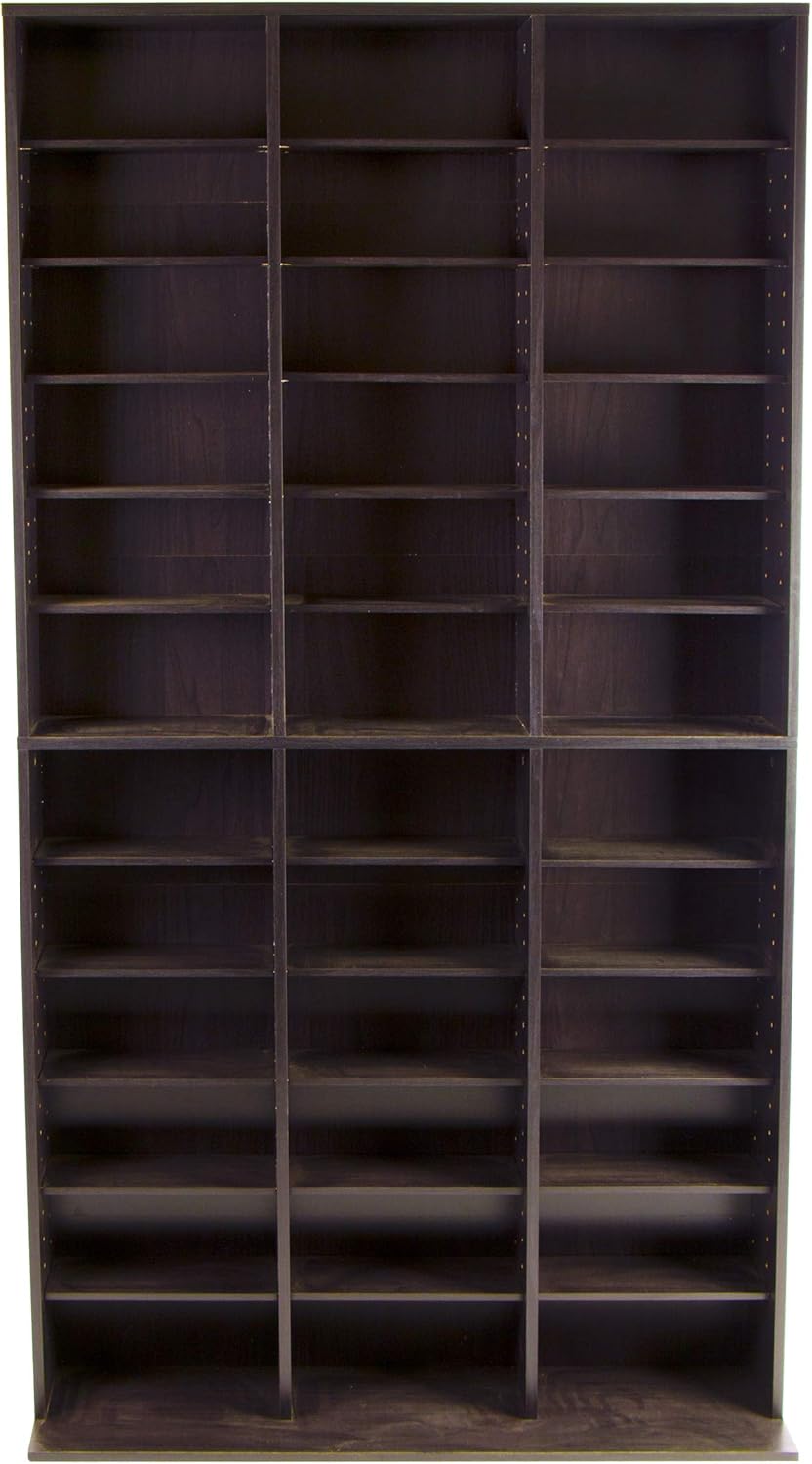 Atlantic Oskar 1080 Media Storage Cabinet – Protects & Organizes Prized Music, Movie, Video Games or Memorabilia Collections, PN 38435714 in Espresso
