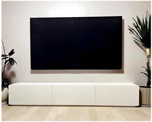 White TV Stand with Storage Drawers & Router Hole, Modern Entertainment Center, Media Console for Bedroom, Dorm Room, Office(220x35x30cm)