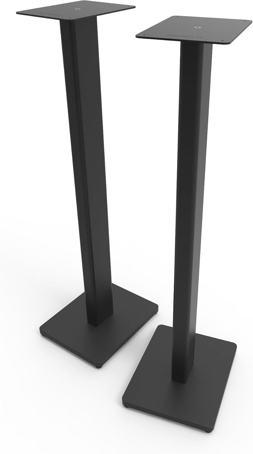 Kanto ST28 28” Universal Speaker Floor Stands for Bookshelf Speakers up to 30 lbs | Improved Sound | Hidden Cable Management | White MDF Base | Pair