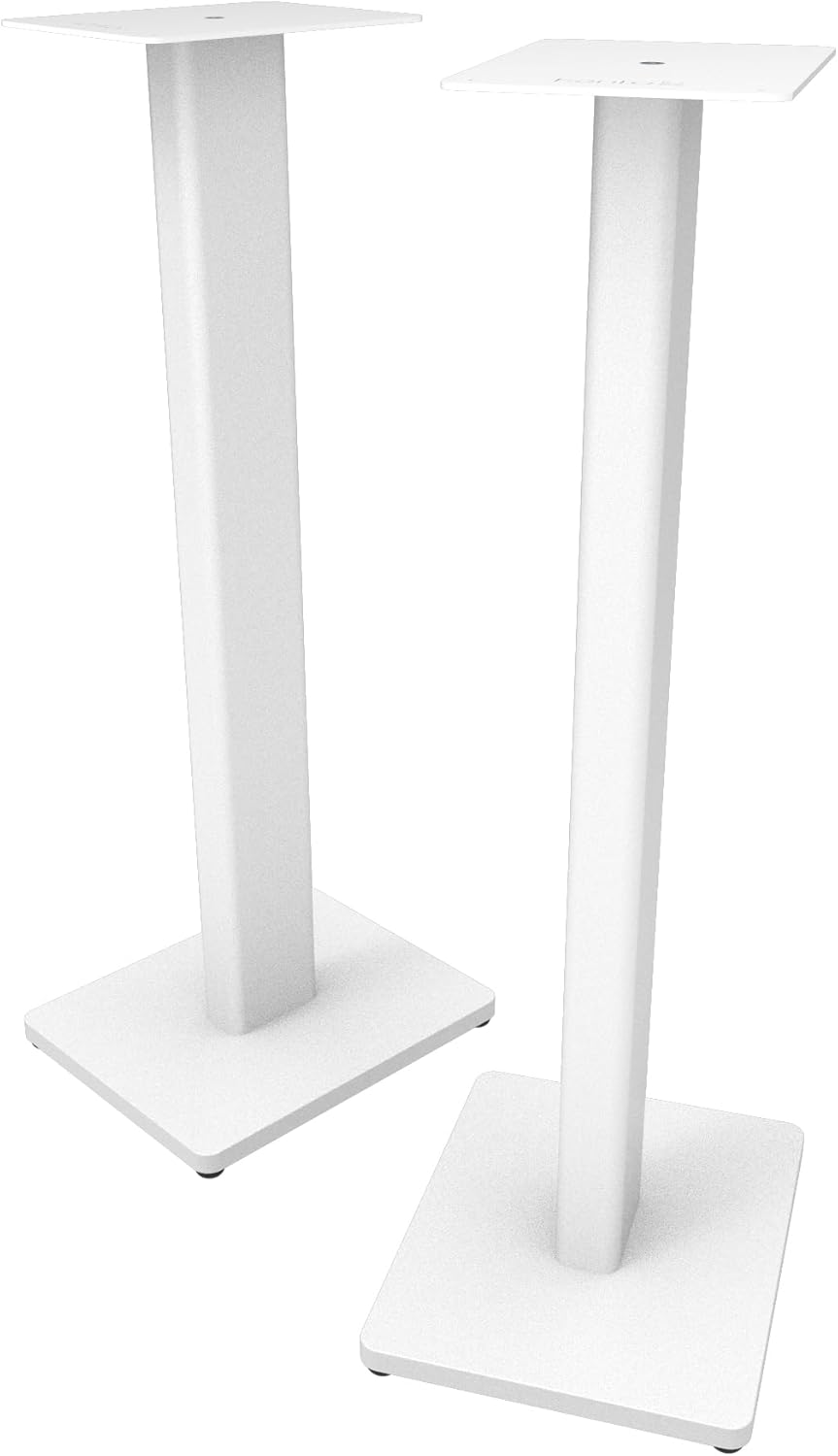 Kanto ST28 28” Universal Speaker Floor Stands for Bookshelf Speakers up to 30 lbs | Improved Sound | Hidden Cable Management | White MDF Base | Pair