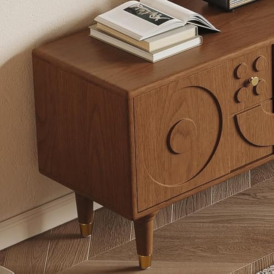 Mid-Century Modern Entertainment Center with Storage, 79" Large Wood TV Stand for Living Room Bedroom, Walnut TV Media Console for Home Office