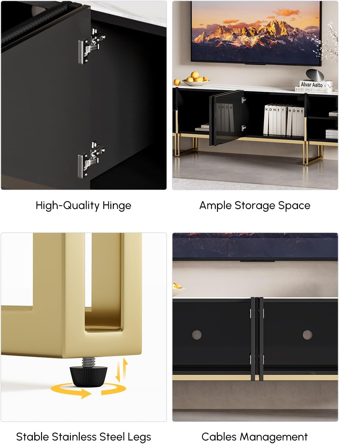 homary Modern TV Stand for TVs Up to 85", Long Entertainment Center with Storage Cabinets TV Console Table for Living Room, Bedroom (Black, 86.6" W x 15.7" D x 23.6" H)