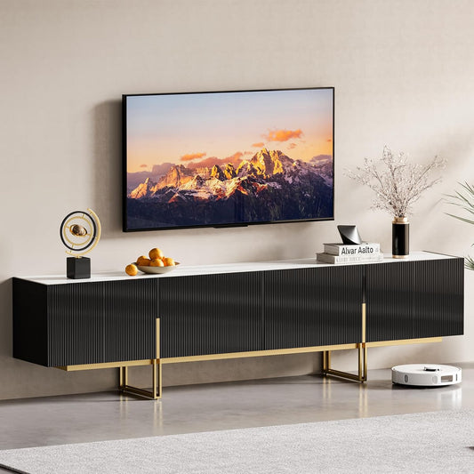homary Modern TV Stand for TVs Up to 85", Long Entertainment Center with Storage Cabinets TV Console Table for Living Room, Bedroom (Black, 86.6" W x 15.7" D x 23.6" H)