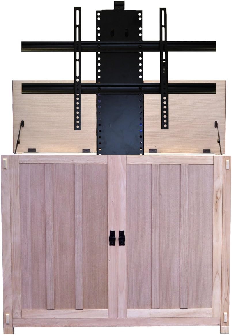 Touchstone Elevate TV Lift Cabinet – Model 72006 – Fits TVs Up to 50-Inch Diagonal (45-Inch Wide) – Mission Oak Finish – SRV 3900 Lift – Wired & RF Remote – Alexa Compatible