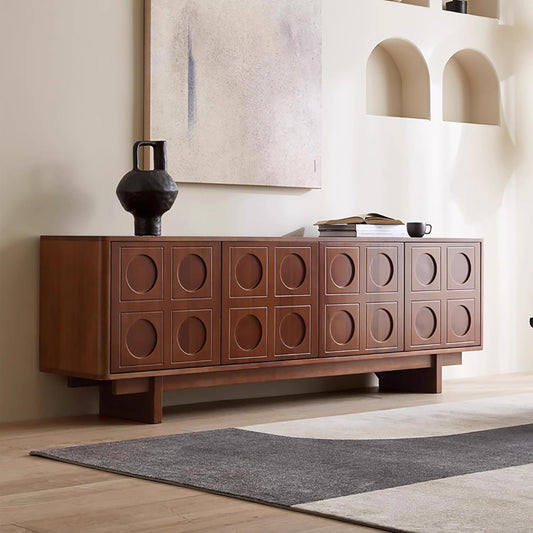Mid Century Modern TV Stand for Living Room Bedroom 79 Inch TV Entertainment Center with Storage, Wood Media Console TV Cabinet for 65 Inch TVs, Walnut