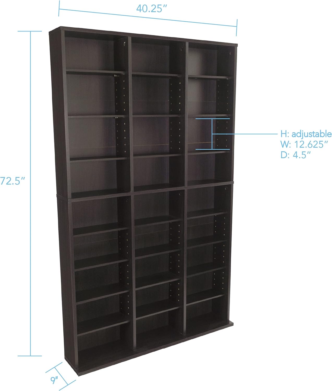 Atlantic Oskar 1080 Media Storage Cabinet – Protects & Organizes Prized Music, Movie, Video Games or Memorabilia Collections, PN 38435714 in Espresso