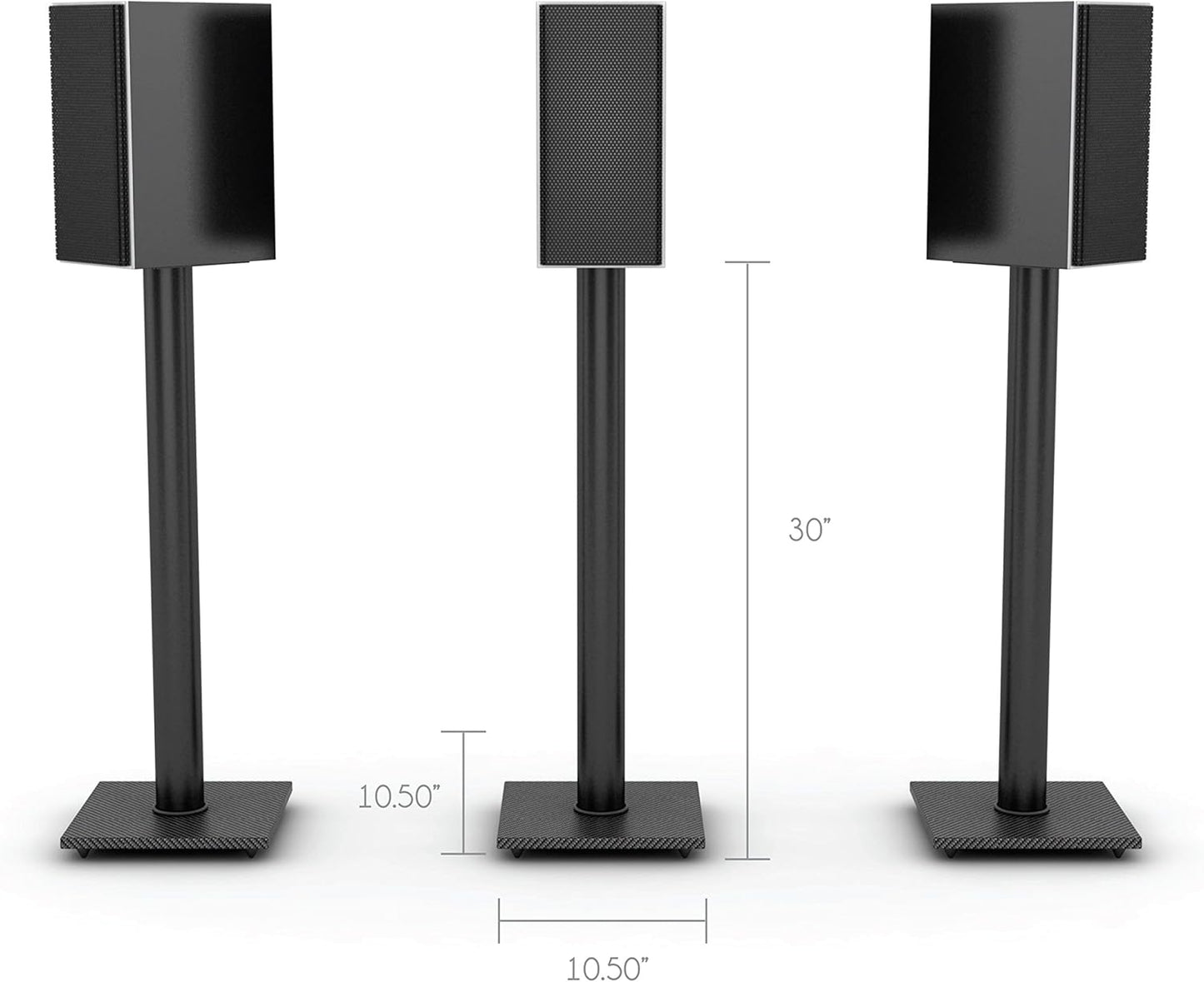 Atlantic Bookshelf Speaker Stands - Steel Construction, Pedestal Style & Built-in Wire Management, Support Bookshelf-Style Speakers up to 20 lbs. PN 77335799 - Black 2-Pack